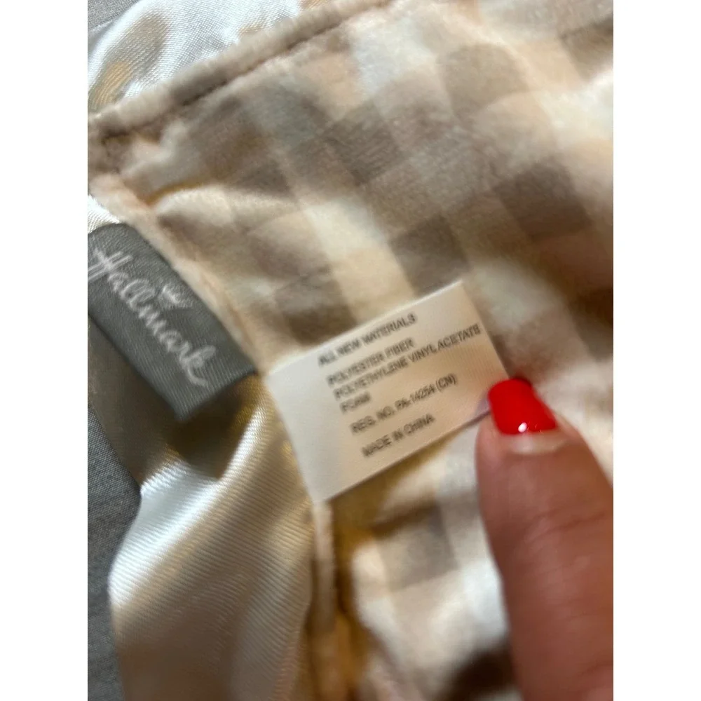 Hallmark Baby Bunny Lovey Security Blanket Plush Gingham Satin Trim KAM2034